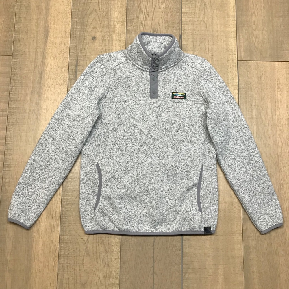 L.L. Bean Sweater Fleece Pullover 1/4 Snap Sweatshirt Womens Size XS Gray Hiking